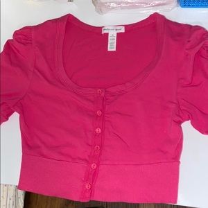Pink short sleeve cardigan top